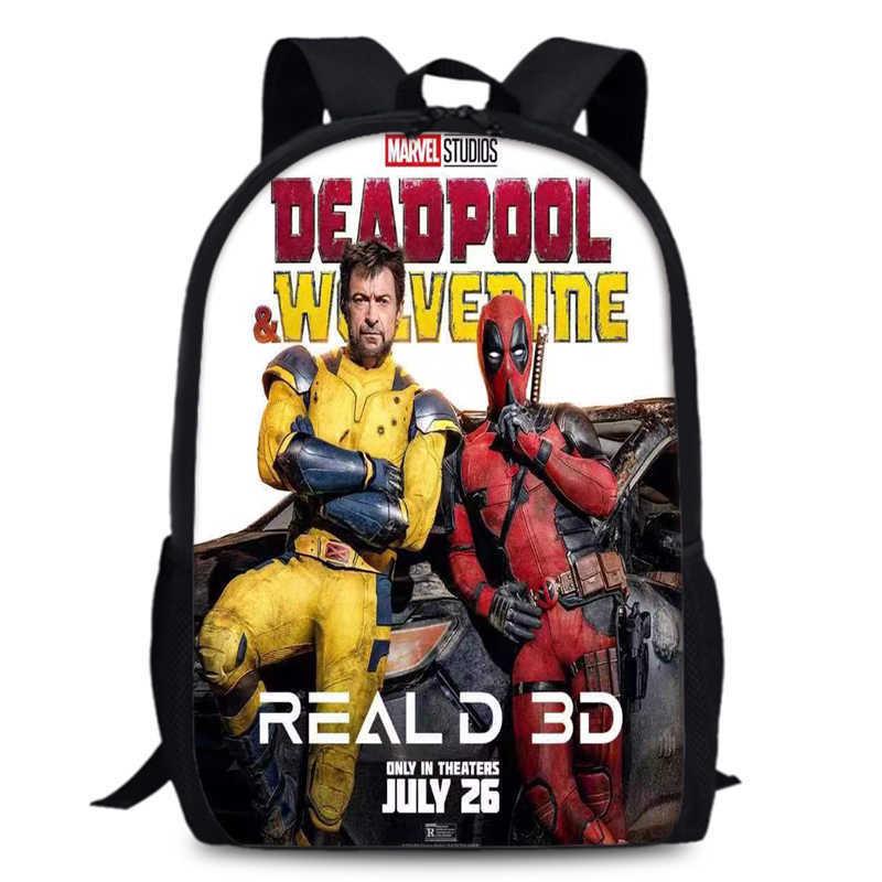 Deadpool And Wolverine Backpack Durable Oxford Fabric 15-inch Student Bag