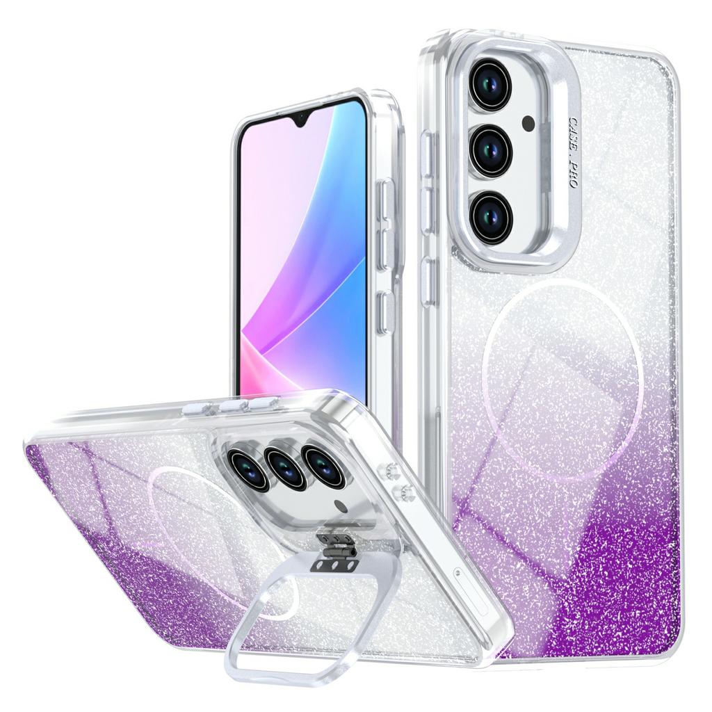 For Samsung Galaxy S25 FE Magnetic Case Gradient Glitter Shockproof TPU PC Phone Cover