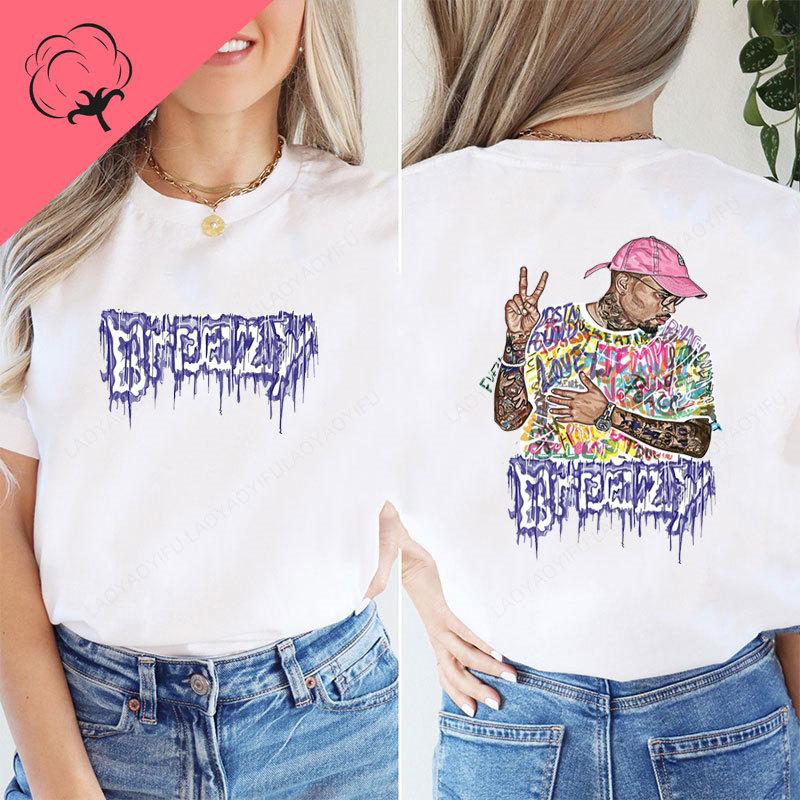 Chris Brown Breezy Bowl XX Tour 2025 Tshirt Camisa Rapper Hip Hop Streetwear Pop Music T Shirts Casual Cotton Vintage Tshirts