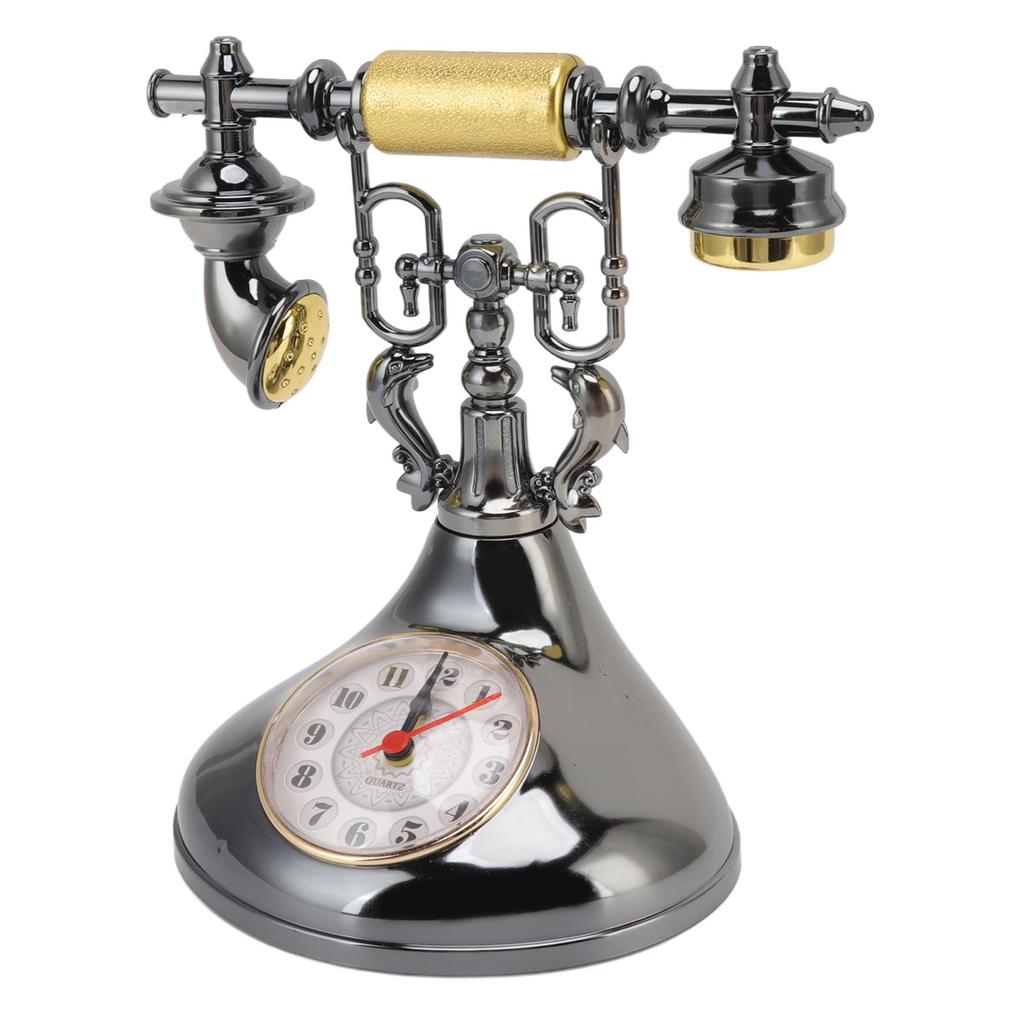 Vintage Telephone Alarm Clock Unique Elegant Accurate Time Bedside Clock Decoration for Home Cafe