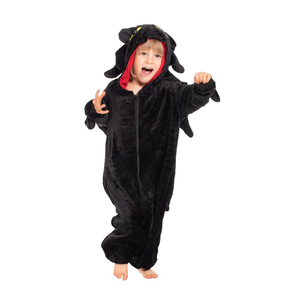 Piżama dla dzieci dziecięca kigurumi onesie smok szczerbatek czarny 135-145