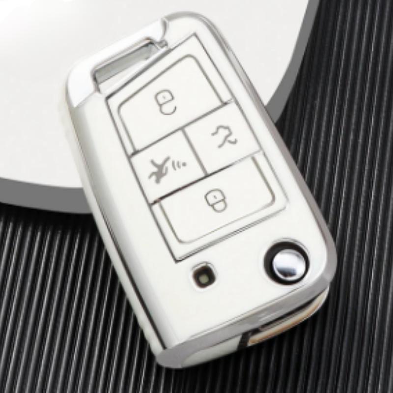 Чехол для ключей от машины из ТПУ с 4 кнопками для VW Volkswagen Golf VII Mk7 GTI Jetta Flip Hoder, брелок с дистанционным управлением, защитная крышка