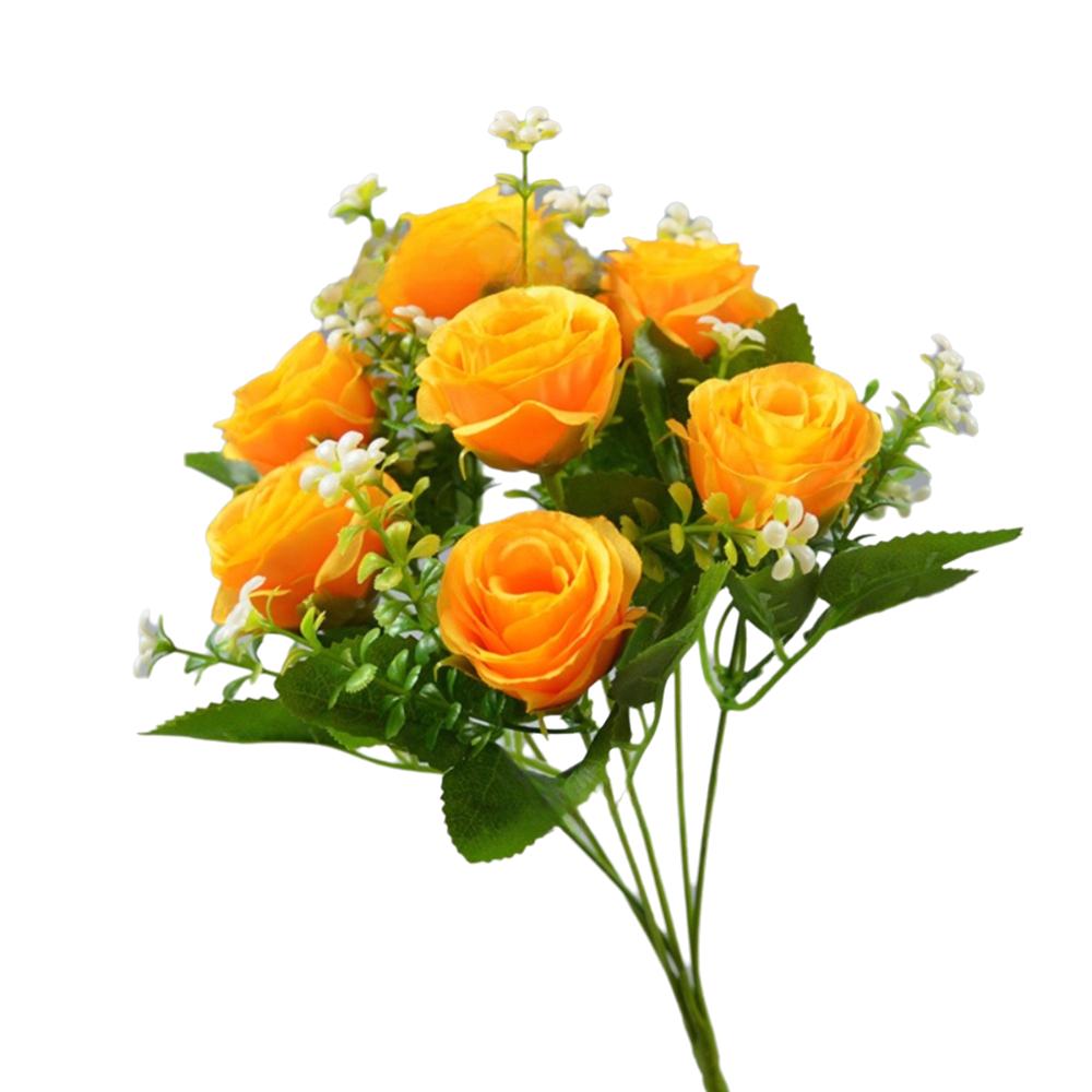 30CM Silk Rose Bouquet 7 Heads Fake Rose Flower Realistic Artificial Flowers Wedding Home Decor