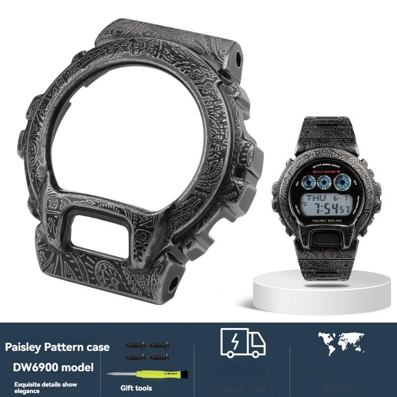 Для Casio G-SHOCK Модифицированный Металлический Корпус Ремешок DW-6600 DW-6900 DW-6903 DW6900 Нержавеющая Сталь Ретро Резьба Безель Часов Ремешок Часов