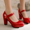 Fashion Elegant Women's High Heels Mary Janes Shoes Patent Red Pink White Heeled Party Wedding Shoes Female Dress Pumps Large Size 45