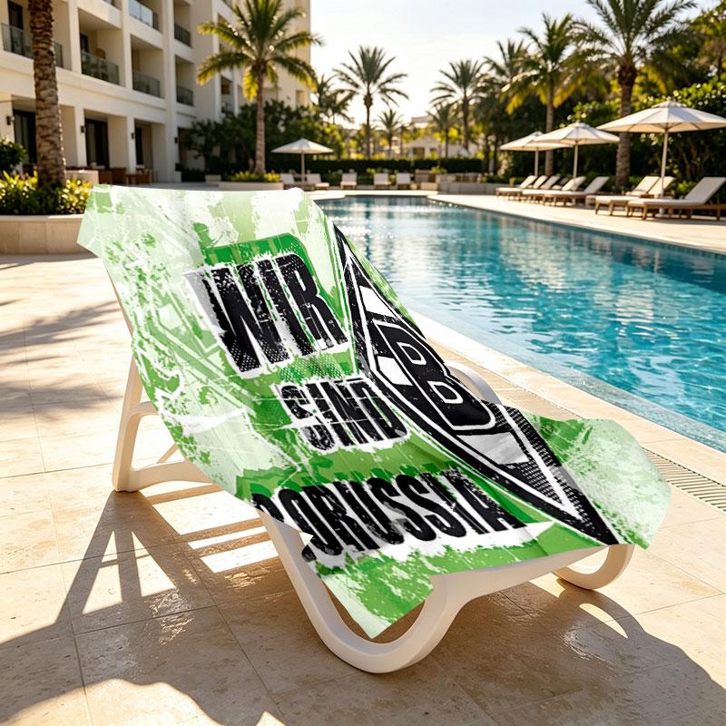 Borussia Monchengladbach Print Beach Towel Design, Soft, Lightweight. for Home Bathroom, Spa, Pool, Yoga, Surfing, Camping, Gift for Family, Friend