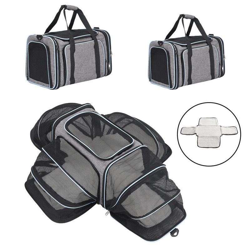 Большая сумка-переноска для домашних животных, портативная расширяемая дорожная клетка для собак, кошек, щенков, сумки для переноски
