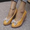 Fashion Ladies Shoes 2024 Hot Sale Shallow Women's Pumps Autumn Round Toe Bow Tie Sequins Solid Casual Wedge Large Size One Kick Shoes