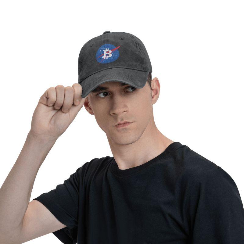 Панк-хлопок Bitcoin Space Moon Бейсболка для женщин Унисекс Регулируемая BTC Crypto Coins Dad Hat Защита от солнца