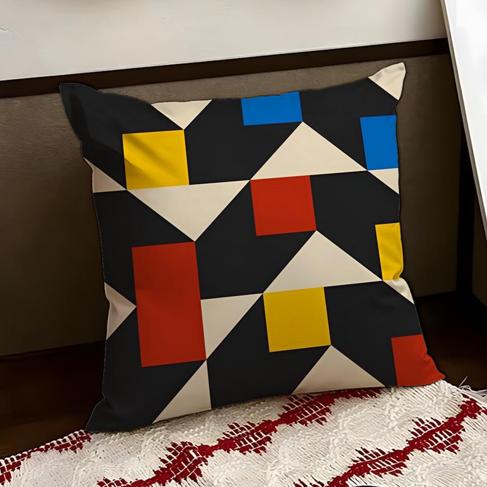 Abstract BBauhaus Geometry Cushion Cover Reversible Soft Durable Pillow Cover Home Car MultiScene Use for Daily Comfort
