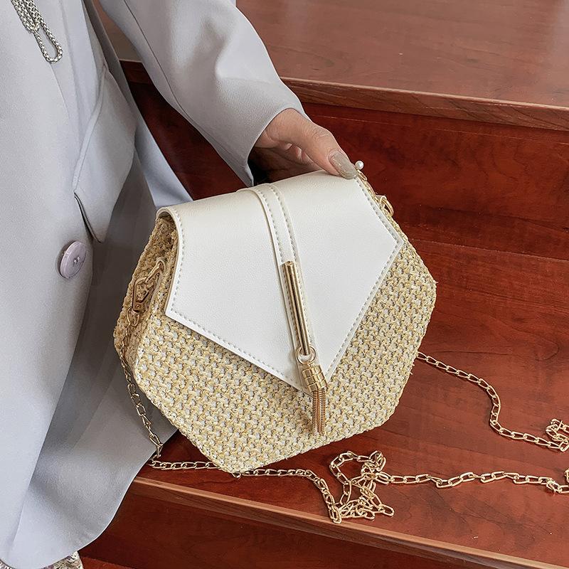 Сумка женская мода 2019 PU кожа + солома, цвета в ассортименте