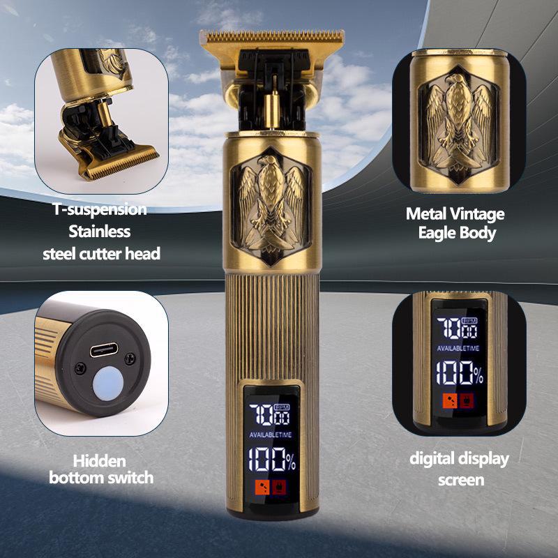 Электрическая машинка для стрижки волос с USB-цифровым дисплеем, бритвой и функцией карвинга