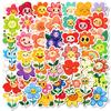50 Cute Cartoon Smiley Face Flowers Stickers Non-Repeating Children'S Reward Stickers Hand Account Flat Decoration Material Stickers