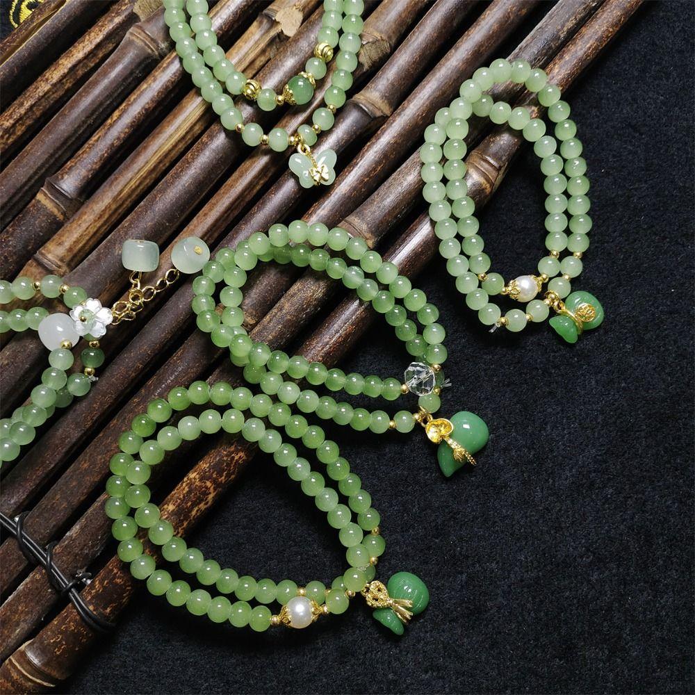 Glass Bead Double-layer Bracelet Green Hand Chain Classic Beaded Bracelet  Daily Wear