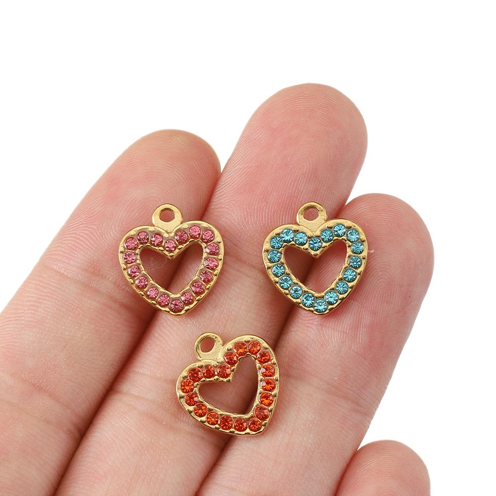 5pcs Mixed Stainless Steel Rhinestone Pendants Colorful Crystal Charms Beads for Necklace Bracelet Jewelry Making Charm DIY