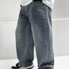 Весенние и осенние джинсы для мальчиков, мягкие свободные прямые широкие повседневные универсальные детские брюки