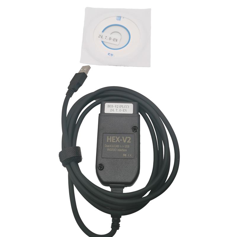 A03E-Newest VCDS 24.7 VAG Scanner Tool Cable OBD2 Diagnostic HEX V2 Wesheu VCDS VAG COM For  SKODA VW Car