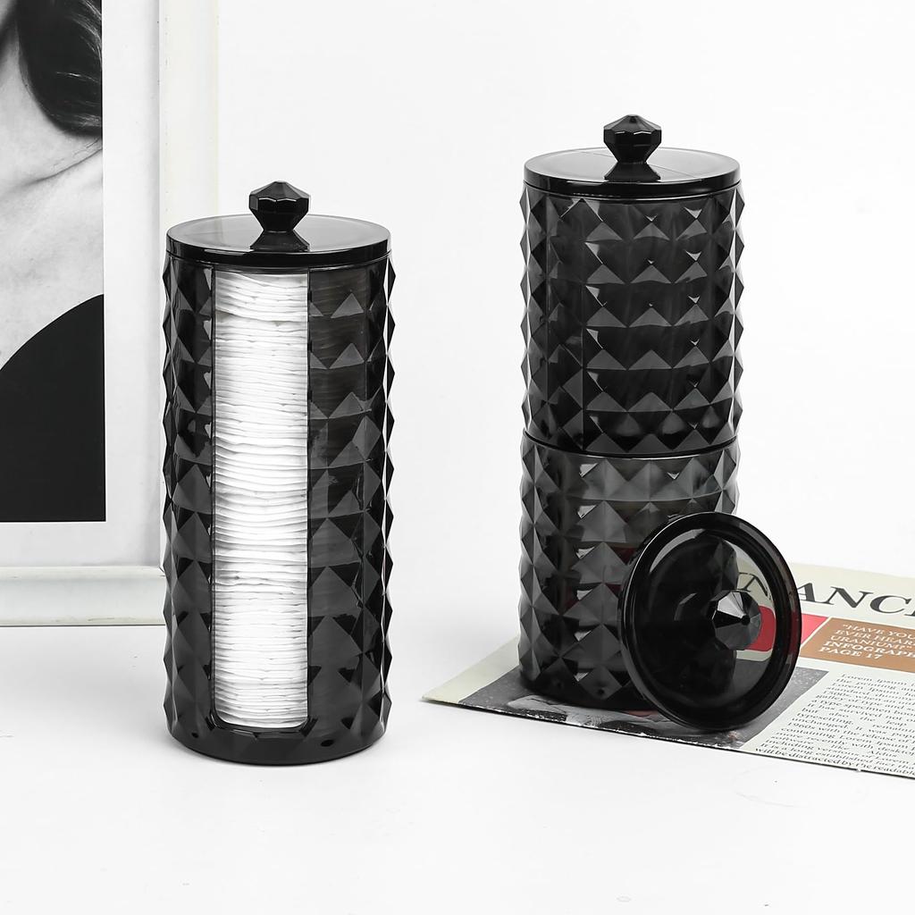 3Pcs Qtips Holder Bathroom Container Organizer Cotton Ball Swabs Dispenser Clear Apothecary Jar Set for Storage Box