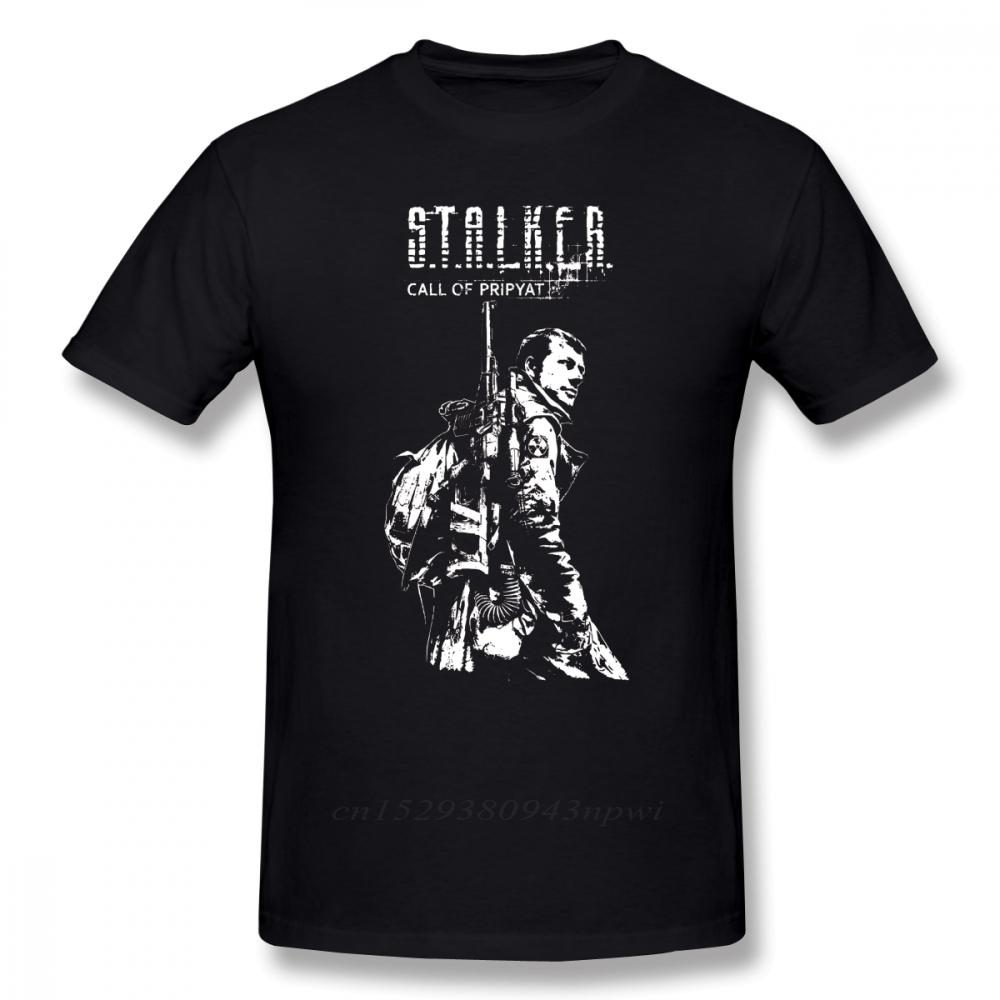 Игровая футболка Stalker Stalker COP Белая футболка 100% хлопок Мужская футболка Принт Повседневная с коротким рукавом Большой размер Потрясающая футболка