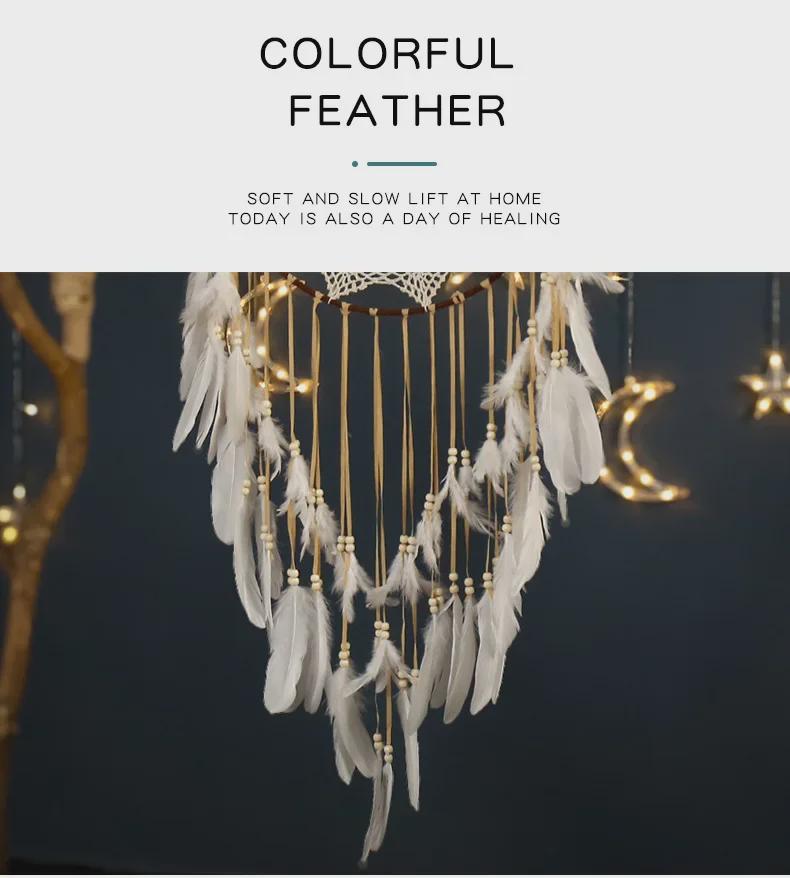 Богемский ловец снов из перьев ручной работы для украшения интерьера