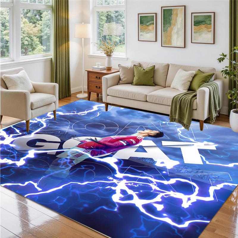 Cristiano Ronaldo Design Crystal Velvet Rug Soft Decorative Mat for Bedroom Entrance