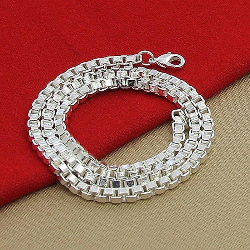 Man Chain Silver Color Geometric Box Chain Necklace For Women Fashion Unisex Jewelry Choker Collares Para Mujer