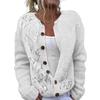 Women Sweater Cardigan Round Neck Long Sleeve 3D Flower Pattern Button Up Knit