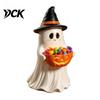 Halloween Table Decorations Resin Ghost Statue with Pumpkin Candy Bowl for Decor, Detailed Tabletop Figures Cute Desktop Organizer Living Room Bedroom