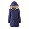 Autumn and Winter New, Women, Loose and Plush, Hooded, Medium To Long Length, Cotton Coat, Long Sleeved Jacket, Diamond Grid, Quilted Cotton Jacket