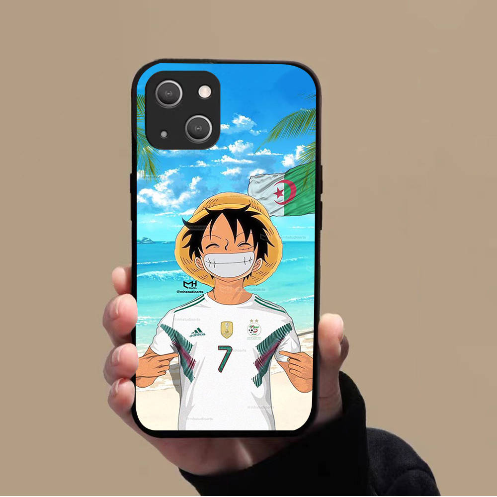 KK-38 One Piece Ace Soft Black Case for iPhone XR 14 15 11 12 13 6 7 8 X XS Pro Max Samsung S22 S23 S21 S24 FE Ultra S8 Plus