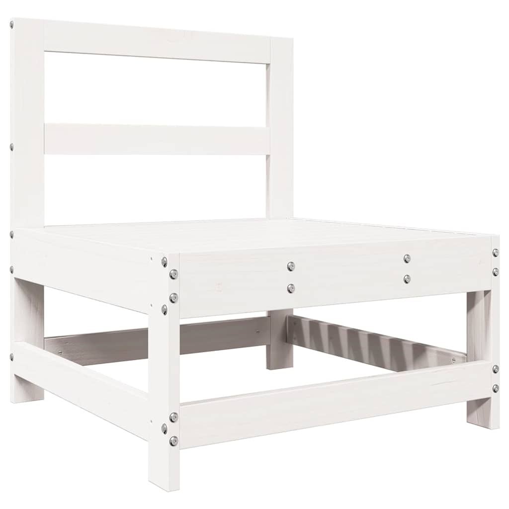 7 Piece Garden Lounge Set White Solid Pine Wood