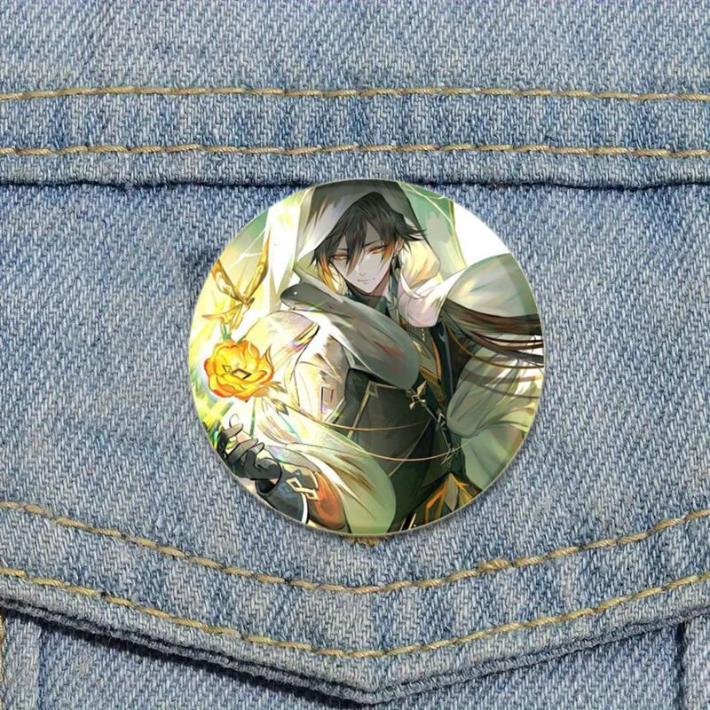 32/44/58mm Anime Genshin Impact Badge Zhongli Cartoon Brooches On Backpack Clothes Handmade Round Enamel Pins for Jewelry Gift Accessories