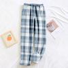 Женские пижамные штаны, плюшевые пижамные штаны с мягкой эластичной талией, клетчатые штаны с 2 карманами