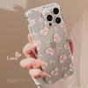 Pink Love Bow Glitter for Apple 15 Promax Mobile Phone Case 16 for Iphone 17 Soft 11 Niche 12 Transparent