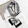New Thin and Narrow Long Striped Scarf for Women In Early Autumn Korean Style Winter Warm Striped Scarf with Hair Strap