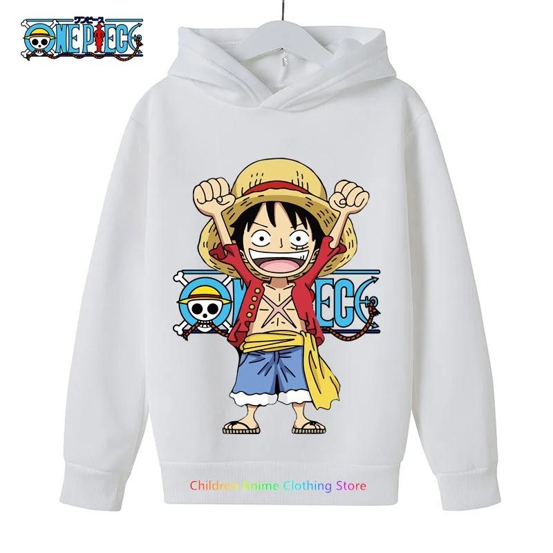 Толстовка с капюшоном Anime Luffy для детей, цельный свитшот, пальто для мальчиков и девочек, теплый свитер, осенняя одежда