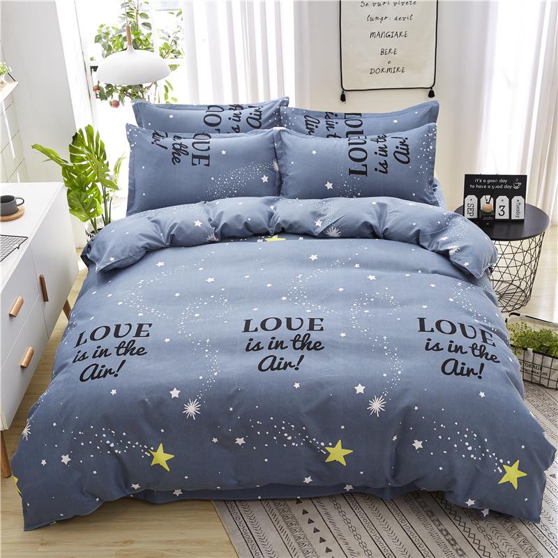 Постельный комплект из полосатого матового хлопка для осени/зимы – Утолщенный пододеяльник и простыня