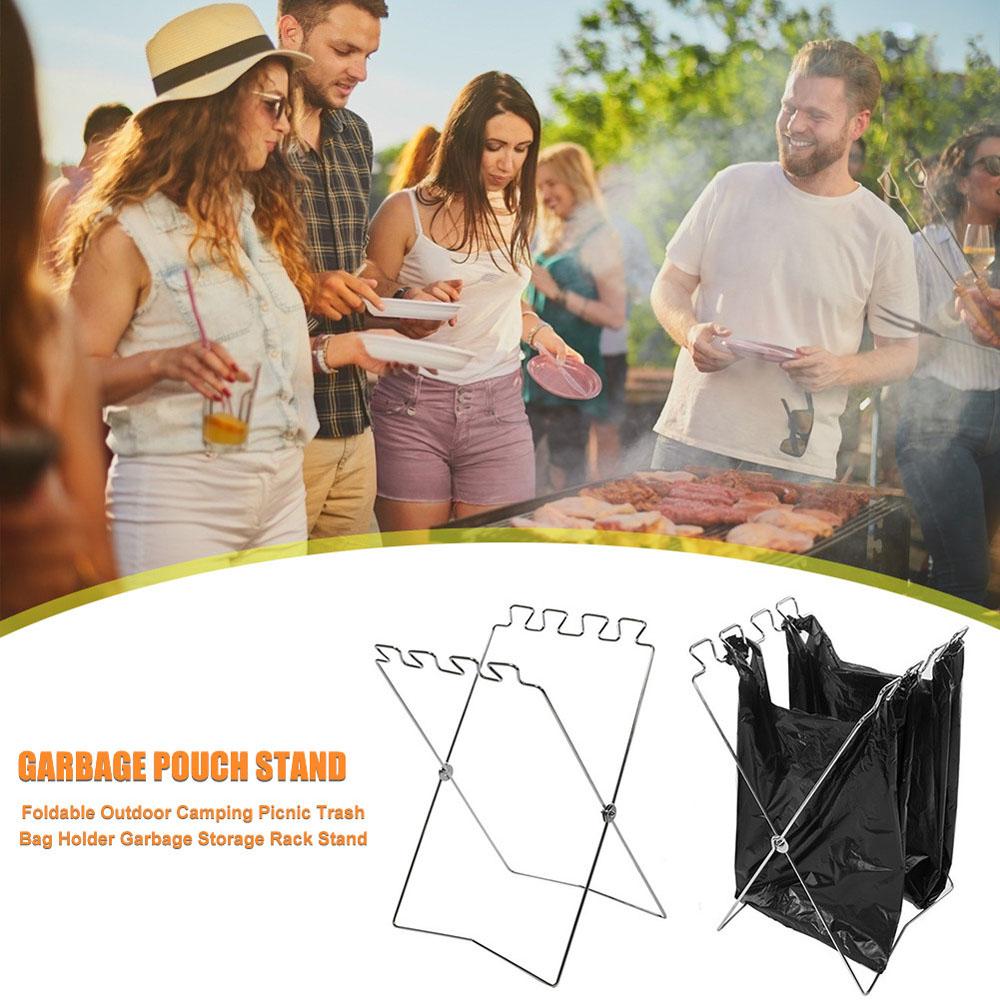 Foldable Camping Outdoor Folding Trash Rack Garbage Rack Garbage Frame Trash Bag Holder Stand