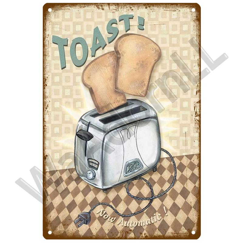 Ретро-столовая Жестяная вывеска Плакат Винтажные настенные постеры Металлическая вывеска Декоративная настенная тарелка Кухонная табличка Металлические винтажные аксессуары для декора