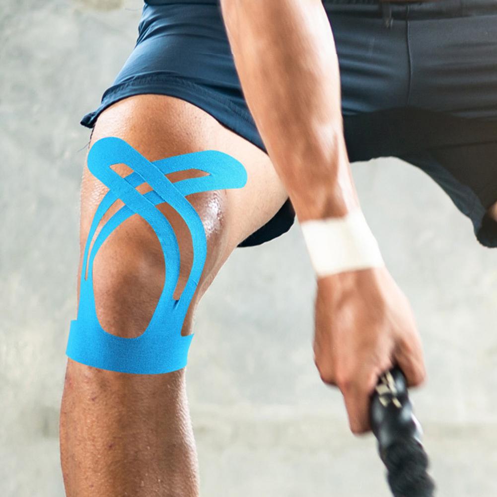 1-5 шт. Кинезиотейп для колена, спортивные эластичные ленты, защитные пластыри, дышащий хлопковый спортивный тейп для поддержки колена