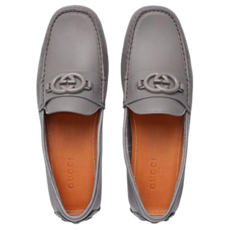 Gucci Мужские повседневные лоферы Gommino с переплетением, серые 692379 1XH00 1275