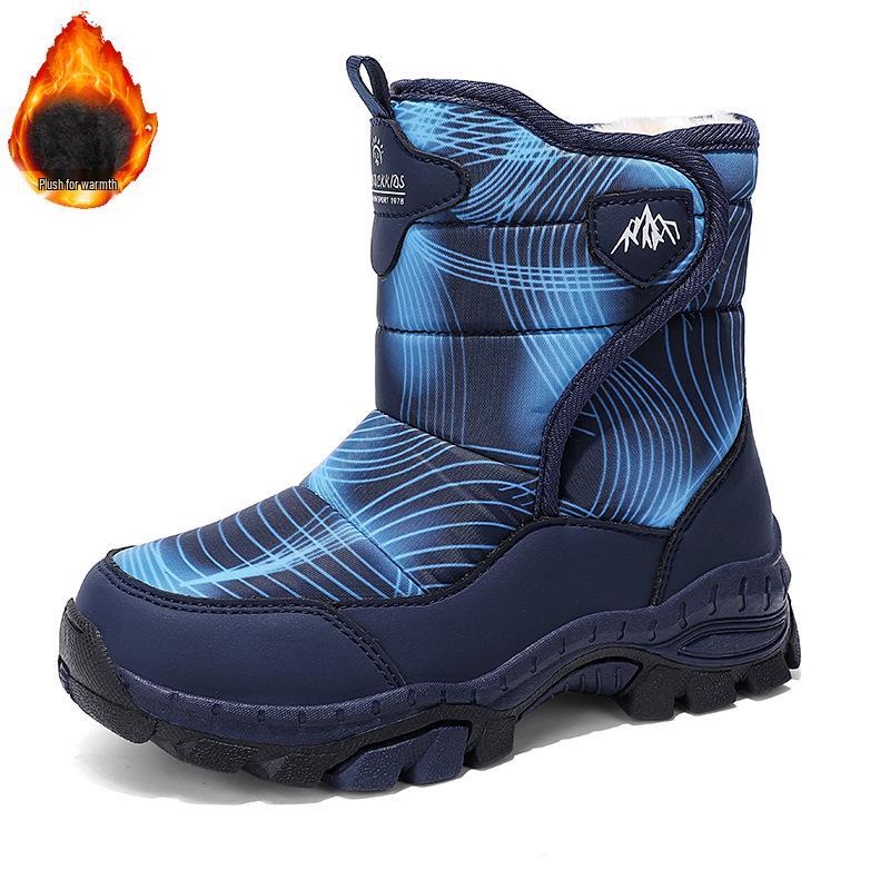 Детские зимние ботинки с высоким голенищем и флисовой подкладкой: Зимние ботинки с нескользящими стальными когтями для мальчиков и девочек