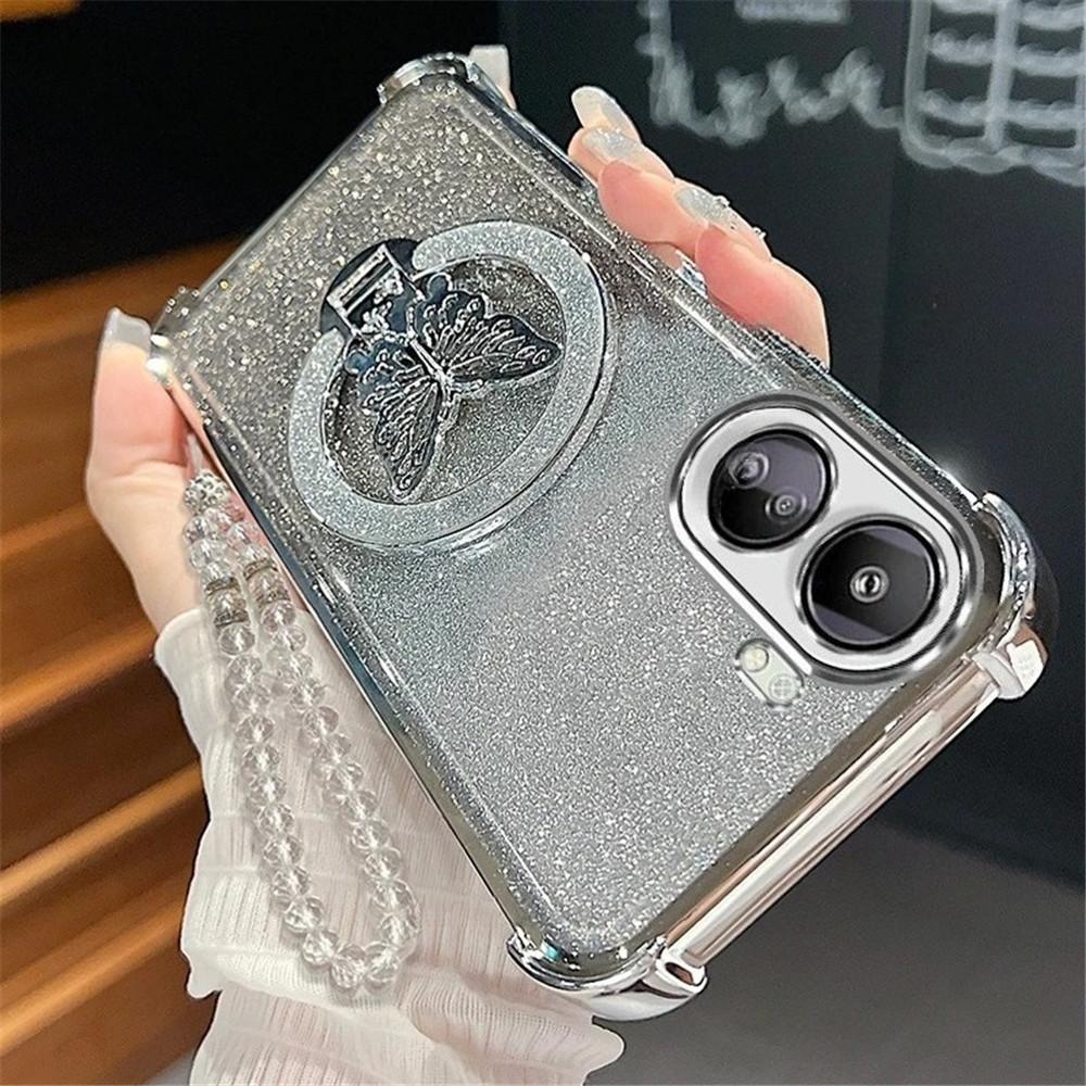 Glitter Butterfly Crystal Bracelet Phone Case For Samsung S25 S24 S23 S22 S21 Plus FE Ultra Edge S26 S10 Shockproof Soft Cover