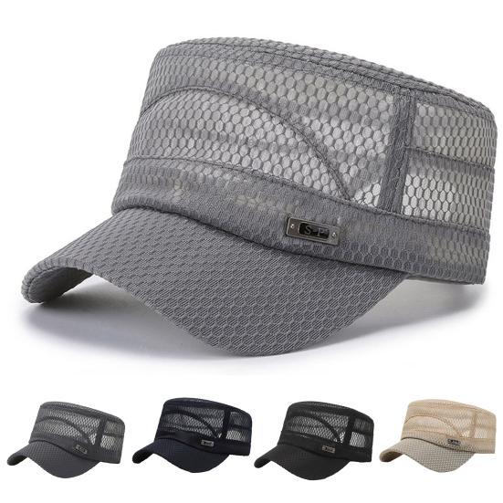 Beach Hat Flat Top Large Brim Full Mesh Casual Adjustable Buckle Casual Breathable Sunscreen Military Hat Outdoor Activities