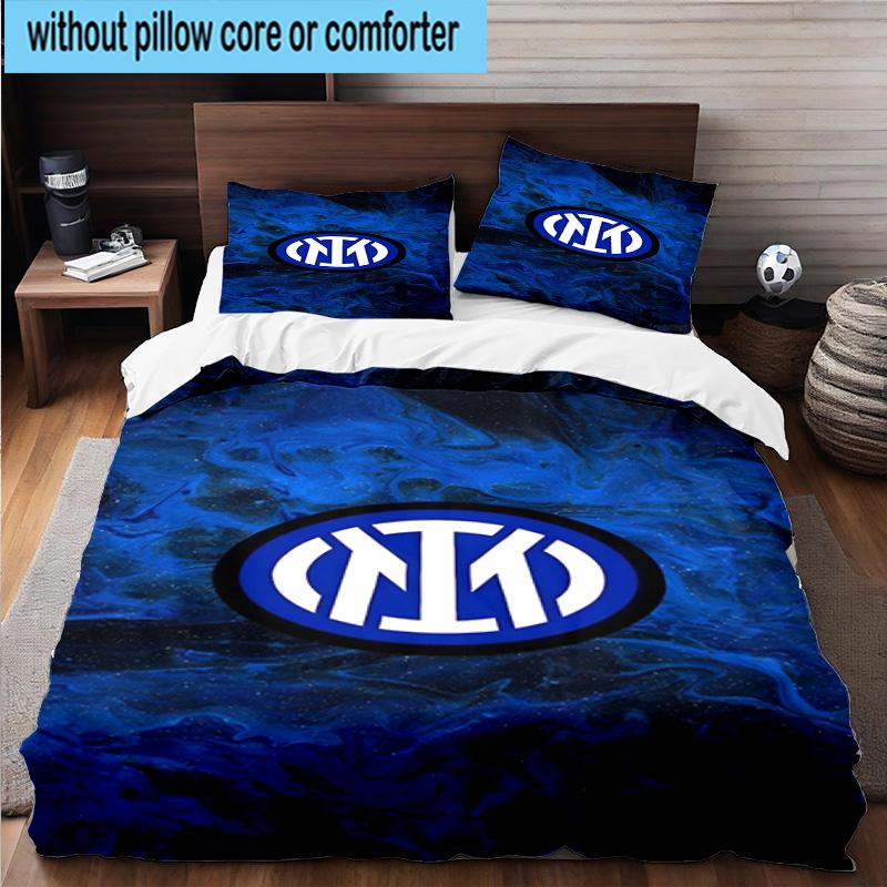 3pcs Mi-lan FC Emblem Printed Bedding Set Duvet Cover Closure Includes 1 Duvet Cover & 2 Pillowcases Bedding Sets Home Decor Gifts