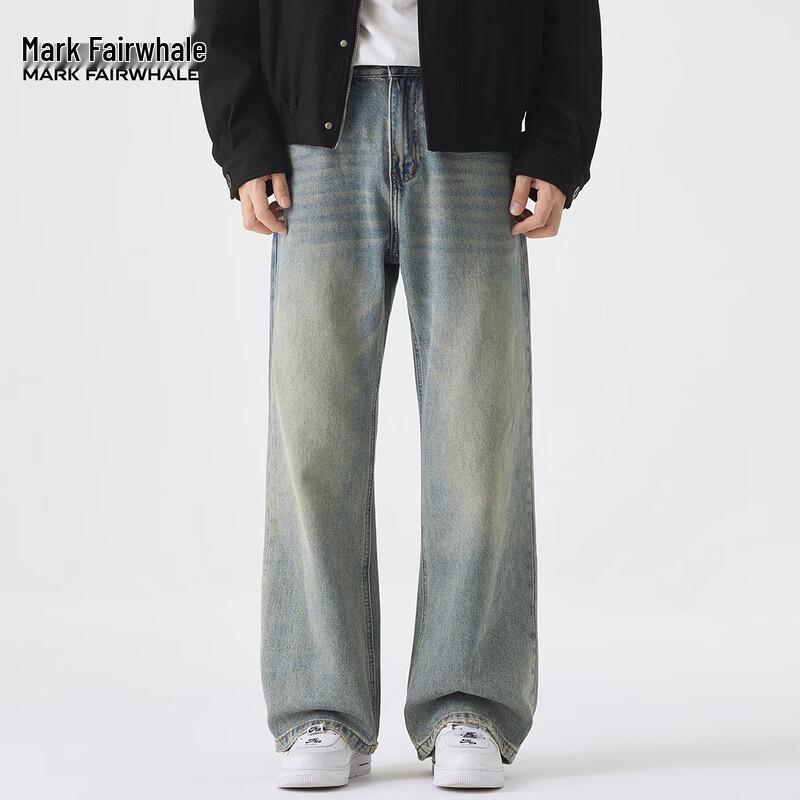 Мужские джинсы Mark Fairwhale в американском ретро-стиле с потертостями, прямого кроя