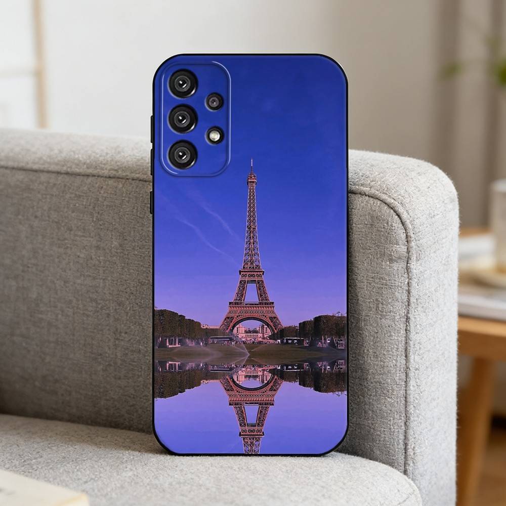 E-Eiffel T-Tower Phone Case For Samsung S25,S24,S21,S22,S23,S30,Ultra,S20,Plus,Fe,Note,10,9,5G Black Cover