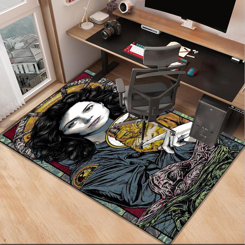 Alien horror Artwork Office Rug Chair Mat, Game Carpet, Suitable for Front Door, Bedroom, Living Room, Desk, Holiday Gift