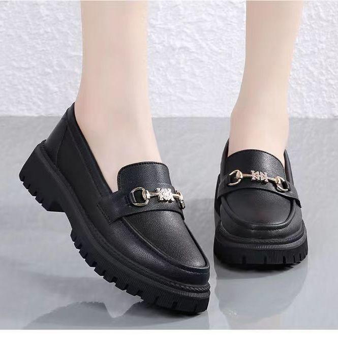 Натуральная мягкая кожа новые лоферы женские британский стиль маленькие кожаные туфли толстая мягкая подошва одинарные туфли женские долго стоять не устаешь осень wome