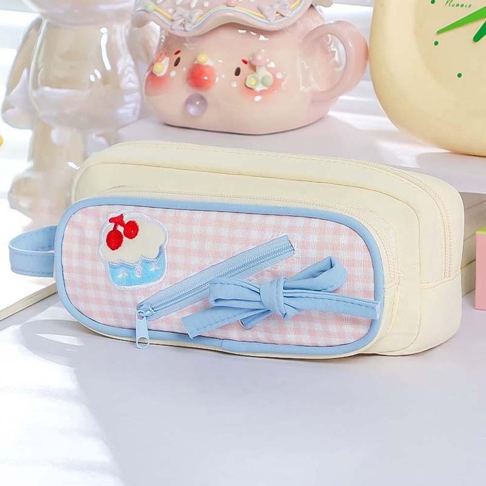 Handheld Korean Fruit Pencil Case Fruit Cherry Cake Print Pencil Pouch Office